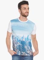 Globus Blue Printed Round Neck T-Shirt