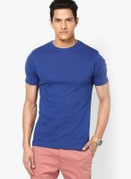 Globus Blue Solid Round Neck T-Shirts