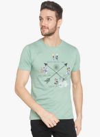 Globus Green Printed Round Neck T-Shirt