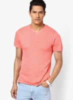 Globus Pink Solid V Neck T-Shirts