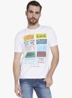 Globus White Printed Round Neck T-Shirt