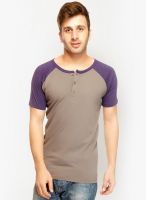 Gritstones Grey Solid Henley T-Shirts