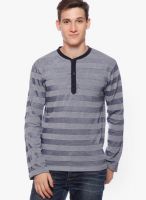 Gritstones Grey Striped Henley T-Shirts
