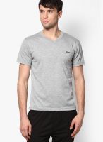 Happy Hours Grey Solid V Neck T-Shirts