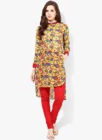 Haute Curry By Shoppers Stop Mustard Yellow Printed Kurtis