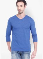 Highlander Blue Solid V Neck TShirt