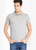 Highlander Grey Milange Solid Polo TShirts