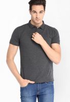 Highlander Grey Milange Solid Polo TShirts