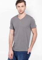 Highlander Grey Solid V Neck T-Shirts