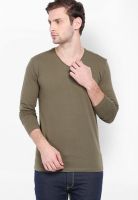 Highlander Grey Solid V Neck TShirts