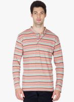 Hypernation Orange Striped Henley T-Shirts