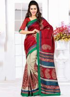 Inddus Maroon Printed Saree