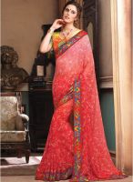 Inddus Pink Printed Saree