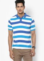 Indian Terrain Blue Striped Polo T-Shirts