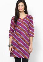 Jaipur Kurti Purple Printed Kurta