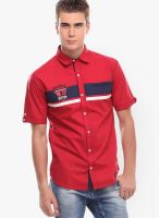 Jogur Solid Red Casual Shirt