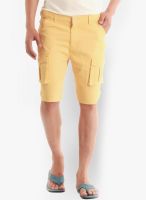 Jogur Yellow Solid Slim Fit Shorts