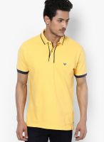 John Players Yellow Solid Polo T-Shirts