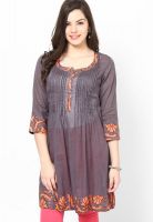 Jugnu Grey Solid Kurtis