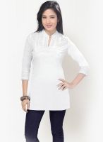 Kira White Solid Kurtis