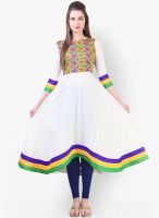 Libas White Embroidered Kurtis