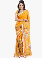 Lookslady Orange Printed Saree