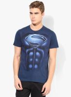 Superman Blue Printed Round Neck T-Shirt