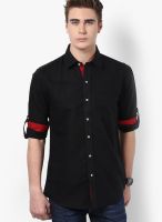 Monteil & Munero Solid Black Linen Casual Shirt