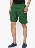 Okane Solid Green Shorts