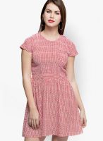 Oxolloxo Pink Colored Printed Skater Dress