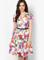 Paprika Off White Colored Printed Skater Dress