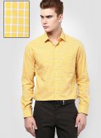 Peter England Yellow Check Slim Fit Formal Shirt