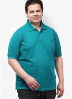 Pluss Green Solid Polo TShirts