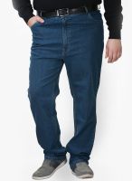 Pluss Solid Blue Regular Fit Jeans