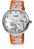 Q&Q Kv53-361Y Orange/White Analog Watch