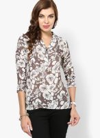 Raindrops Brown Printed Kurtis