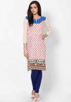 Raindrops Peach Geometric Print Cambric Kurta