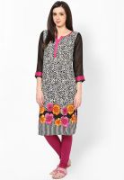 Raindrops Pink Animal Print Rayon Kurta