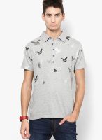 Ringspun Grey Printed Polo T-Shirts