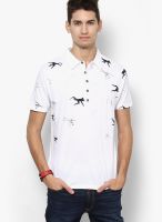 Ringspun White Printed Polo T-Shirts