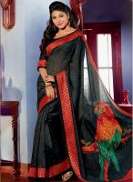 Sattika Black Printed Silk Blend Saree