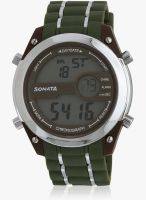 Sonata 77034Pp02 Green/Grey Digital Watch