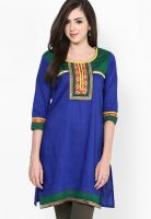 Span Blue Embroidered Kurta