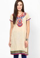 Span Brown Embroidered Kurta