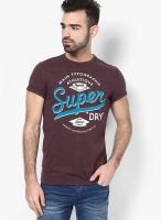 Superdry Wine Solid Round Neck T-Shirts