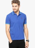 The Vanca Blue Solid Polo T-Shirts