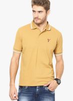 The Vanca Mustard Yellow Solid Polo T-Shirts