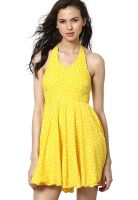 The Vanca Yellow Colored Printed Skater Dress
