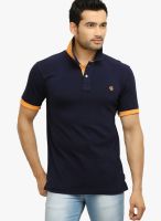 Thisrupt Navy Blue Solid Polo T-Shirts