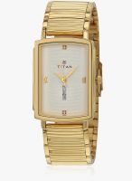 Titan Ne1459Ym01 Gold/White Analog Watch